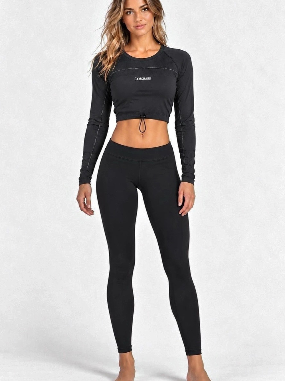 GYMSHARK Training Cinch Long Sleeve Crop Top-Size Medium
